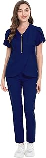 niaahinn Stretch Scrub Set V-Neck Scrub Top & Jogger Scrubs Pants Medical Scrubs Uniform for Nurse Workwear for Women (Navy Blue,XL,X-Large)