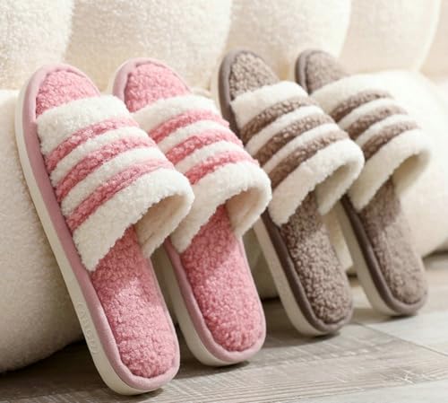 Caistre 2025 Women's Fuzzy Open Toe Slippers Shoes Memory Foam House Shoes Soft Plush Slippers Anti-Skid Sole House Sandals Slides2