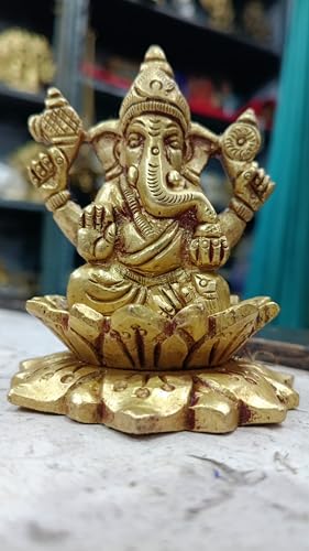 Premium Messing Lord Ganesha Idol Statue für Tempel, Heimdekoration, Festivals, Feng Shui Büros, Fegurin - 1 Stück Lord Ganesha Premium Messing Lord Ganesha Idol Statue für Tempel, Heimdekoration, Festivals, Feng Shui Büros, Fegurin - 1 Stück Lord Ganesha
