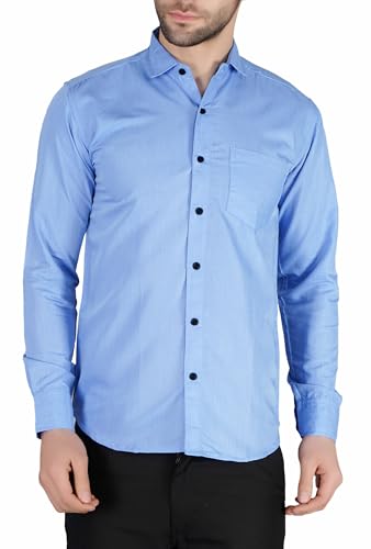 Image of Mens Slim fit Solid Casual Cotton Shirt with Spread Collar and Full Sleeves || Suitable for Office wear