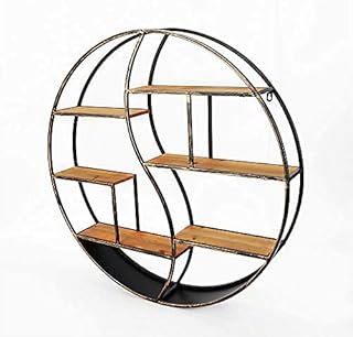 Scaffale per ripiani in metallo stile industriale in legno retrò da 59 cm rotondo