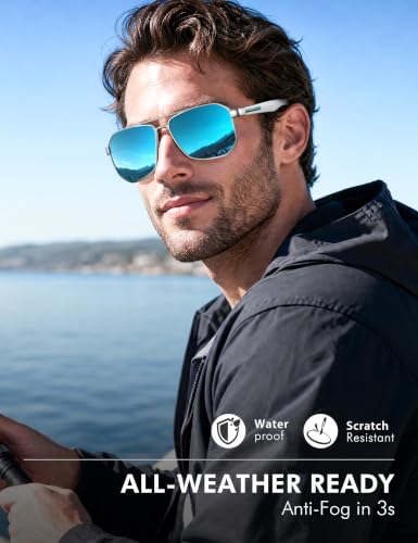 Image of Luenx Aviator Polarized Sunglasses for Men: Square UV400 Driving
