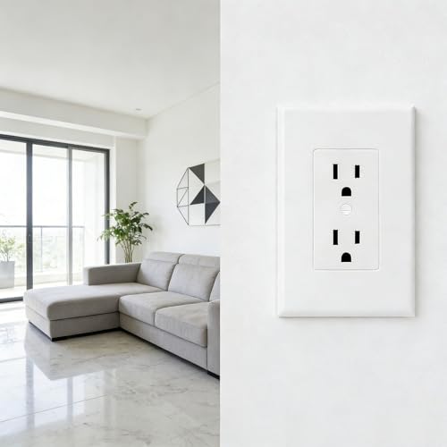 Image of ZEFTV 20 Pack Duplex Outlet Covers Wall Plates 1-Gang Switch Outlet Electrical Cover Plate Unbreakable Thermoplastic Faceplate for Light Receptacle Outlet Switch, White