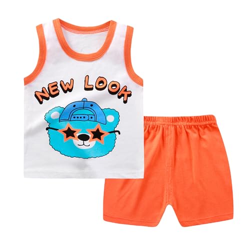Image of Toddler Boys 4PCs Tank Top and Shorts Set Summer Clothes Cotton Outfits