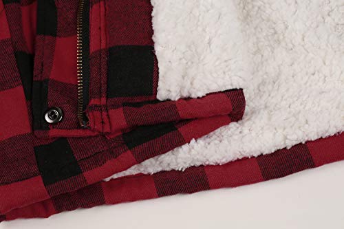 Imily Bela Womens Buffalo Plaid Cardigans Sleeveless Patch Draped Open Front Cardigan Sweater Red