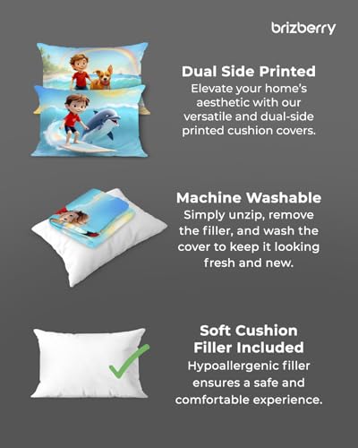 Image of Brizberry Kids Pillow Cushion with Super Soft Fabric | Animal & Cartoon Prints | 12x18 inches (Design 9)
