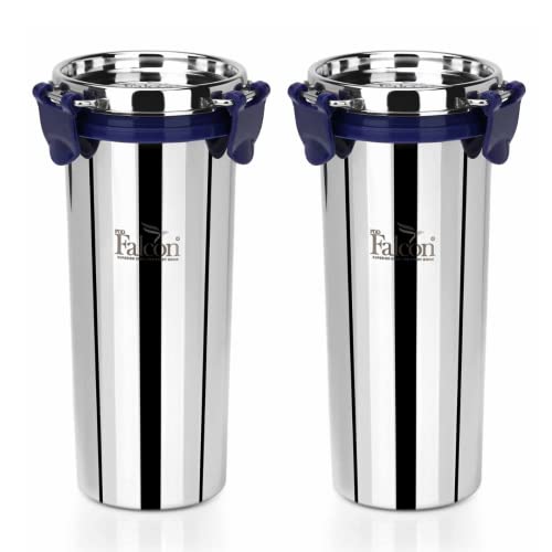 PDDFALCON EcoNxt Stainless Steel Tumbler/Glass Set with All-Steel Lid,100% Leakproof BIS Certified, Jindal Seal & Made in India Extra Clamp, Ideal for Gym, Travel (520ml Set of 2)