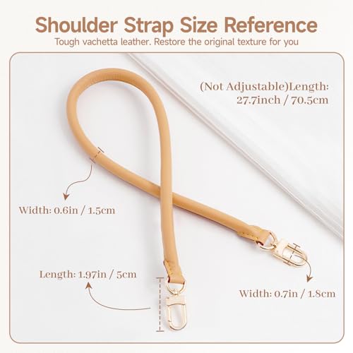 Image of Bag Genuine Vachetta Leather Shoulder Short Strap Replacement Fit for Graceful Damier or Speedy25 30 35(Beeswax)