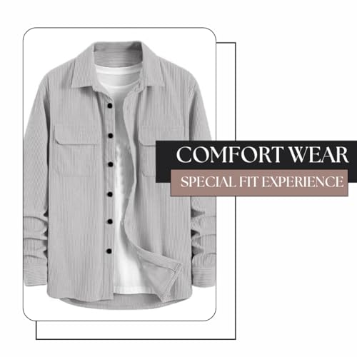 Image of MiraMichi Men's Full Sleeve Corduroy Striped Casual Jacket, Ideal for Stylish Everyday Outfits