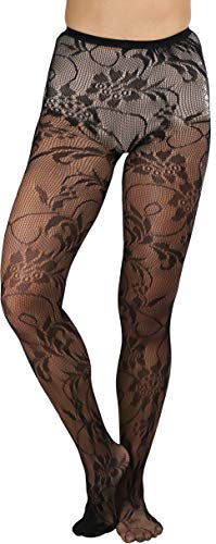 Image of ToBeInStyle Women's Elegant Floral Lace Inspired Spandex Net Full Length Tights
