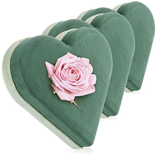 com-four® 3x floral foam for flower arrangements in heart shape, floral foam for fresh flowers