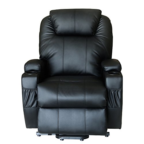 Extreme Comfort Deluxe Power Lift Heated Vibrating Massage Recliner Chair With Wheels/Control (Black) Great For Elder Folks #TOP1