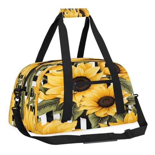 Sports Duffle Bags Sunny Sunflower Travel Duffle Bag Gym Bag Weekender Travel Bag Waterproof Overnight Bag Carry On Travel Tote Bag Dance Bags3