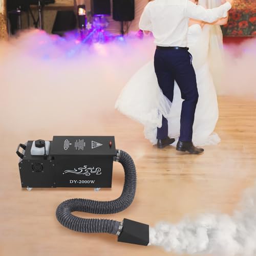 Máquina de niebla de suelo a base de agua, máquina chiller de humo bajo de 2000 W con tubo de extensión, generador portátil de efectos de niebla para escenario, bodas, fiestas y Halloween miniatura 3