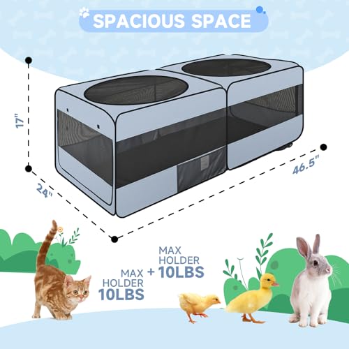 EighteenTek Small Animals Playpen Pop up Small Pet Cage Enclosure Tent Chick Run Brooder Coop Foldable Kennel for Kitten Ferret Puppy Guinea Pig Rabbit Hamster Chinchillas(No Divider, Unified Space)