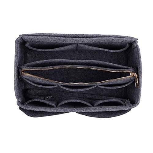 Purse Organzier, Bag Organizer with Metal Zipper (Large, Grey)