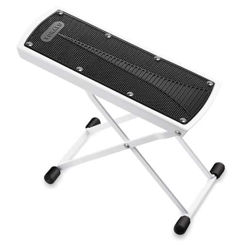 VOHALO Reposapiés para guitarra 6 niveles ajustables con almohadilla de goma antideslizante plegable para guitarra clásica, acústica, eléctrica (Blanco)