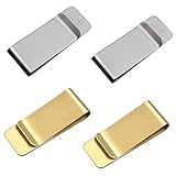 4 Pcs Money Clip for Men, Slim Metal Cash Clip with Card Holder, Minimalist Wallet Alternative for Business Professionals, Travel Essentials(Silver*2 + Gold*2)