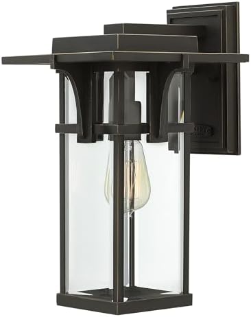 Hinkley Manhattan One Light Medium Outdoor Wall Mount, Oil Rubbed Bronze w/Clear Glass