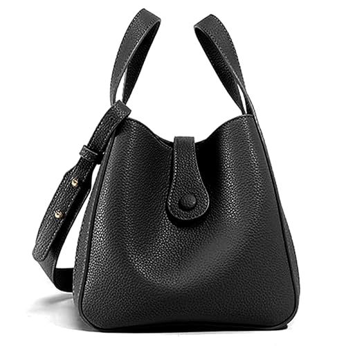Image of NEWBELLA Women's Bucket Bag - Square Top Handle Satchel with Crossbody Strap, Shoulder Bag for Work & Daily Commute