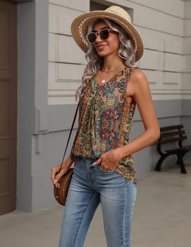 Zeagoo Womens Tank Tops 2026 Summer Sleeveless Tops V Neck Pleated Shirts Basic Tees Loose Fit Dressy Casual Trendy Clothes - 2