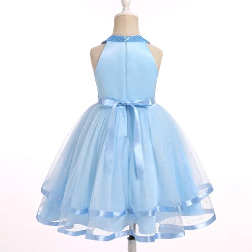 IBTOM CASTLE Little Girls Formal Dress Halter Sequin High-Low Tulle Birthday Party Toddler Pageant Graduation Ball Gown4