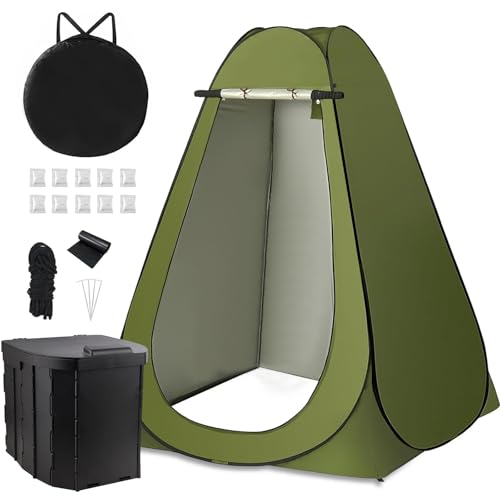 Portable Toilet Kit, Larger Size Portable Camping Toilet with Pop-Up Privacy Tent and Poo Gel Toilet Bags, Width of 4.93 Feet Tent Washable Outdoor Showers Changing Rooms