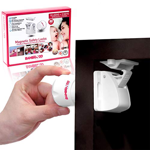Bambigood® Nuovo Design Chiusure Sicurezza Bambini Casa a Chiusura Magnetica - Blocca Cassetti per Bambini con le Chiusure Magnetiche Sicurezza Cassetti Bambini, Blocca Ante Bambini, VIDEO GUIDA