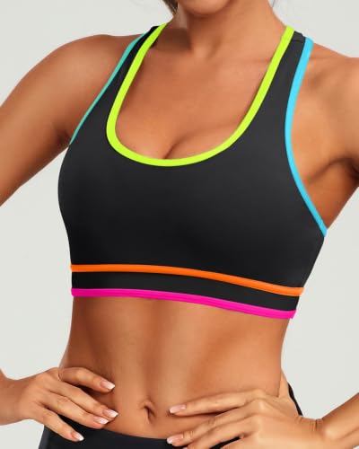 Image of Holipick Women's Sports Bra Bikini Tops Racerback Swim Top Scoop Neck Bathing Suits Top Modest Padded Crop Tops Swimsuit Only