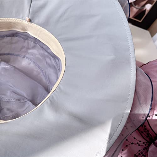Large Brim Silk Hat Summer Mulberry Silk Fisherman Hat for Kids Flower Wavy Brim Basin Hat Three-dimensional Flower3
