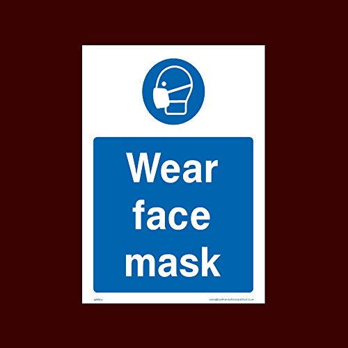 Image of USSP&S Wear face mask Sticker/Self Adhesive Sign (MPPE31) - Personal Protective Equipment, Helmets, Boots, Gloves, Mask, Ear, Eye, Glasses