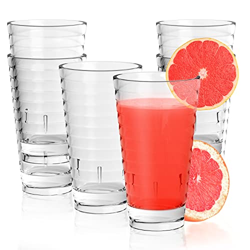 530 ml, Set mit 6 Stück | unzerbrechliche Trinkgläser für Erwachsene | stilvolles Weinglas ohne Stiel | Ripple Textur Wasserbecher | stapelbare Biergläser (transparent) Cover