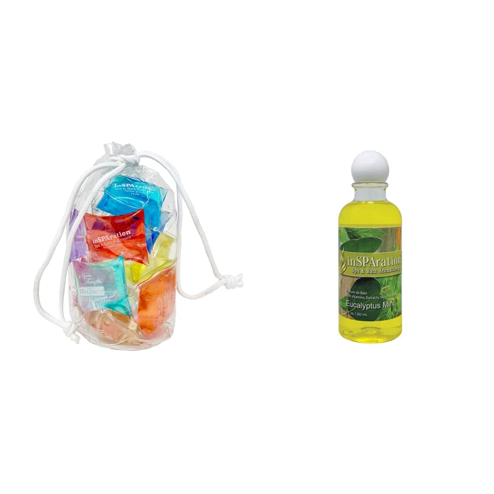 inSPAration Spa and Bath Aromatherapy Model# 151 Sample Gift Pack Bag, 1/2-Ounce & Eucalyptus Fragrance (Pack of 1) 9 fl. oz. / 265 ml