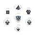 Metal Polyhedral DND Dice Set (7 Black and Blue Game Dice Plus Custom Tin Case) Dire Wolf Dice Gift Set for Role Playing RPG Like Dungeons and Dragons D&D, Pathfinder, Magic The Gathering MTG Games