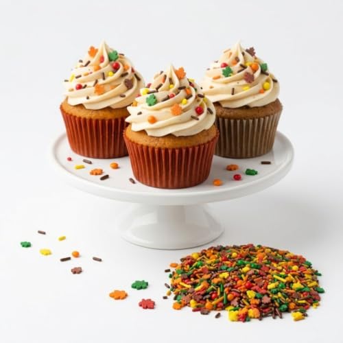 Image of Manvscakes Autumn Themed Sprinkle Blend with Colored Sugar Leaf Shapes