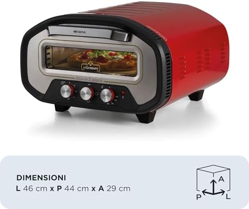 Bild 2 - Ariete 3901 Da Gennaro Pizzaofen, 2200 W, Temperatur 430 °C, 2 Minuten Garzeit, Schamottstein, rot