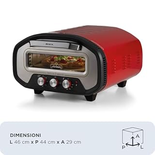 Ariete 3901 Da Gennaro, Forno per pizza, 2200W, Temperatura 430°C, 2 minuti di cottura, Pietra refrattaria, Rosso