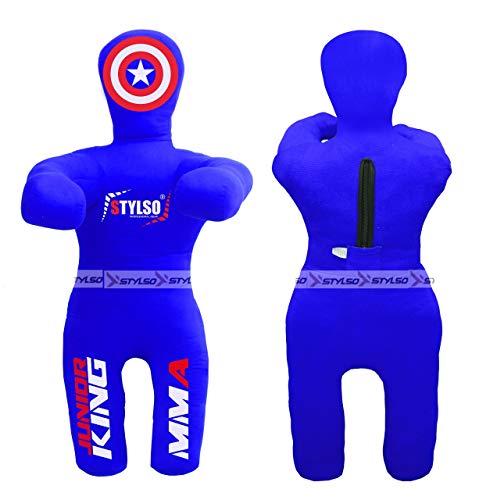 Stylso Kids Wrestling Dummy Grappling Dummies - Brazilian Jiu Jitsu BJJ MMA Boxing Judo Karate Martial Arts Training Punching Bag Children Exercise Doll Youth Throwing Buddy(Blue, 120 cm)