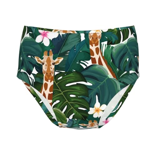 Giraffe And Hibiscus Flower Girls' Underwear Soft Cotton Little Girls Panties Comfort Briefs