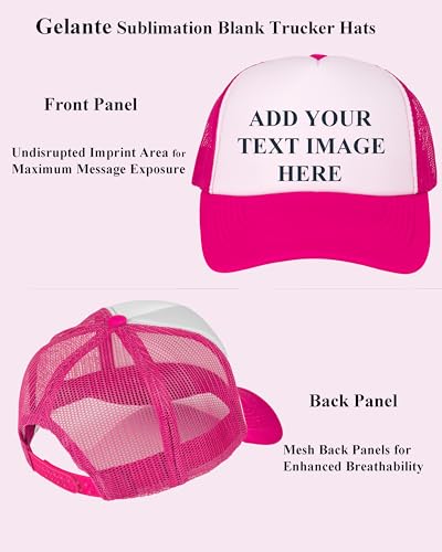 Image of Gelante 12 Pcs Sublimation Blank Trucker Hats - 5 Panel Mesh Snapback Baseball Cap Bulk