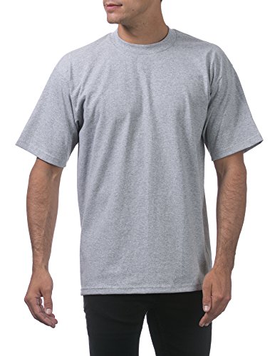 Pro Club Men's Heavyweight Cotton Short Sleeve Crew Neck T-Shirt, Heather Gray, Large4