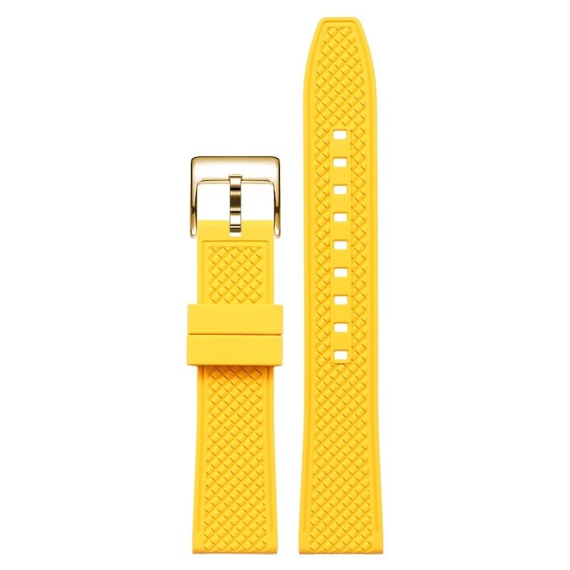 Bracelet montre fluoroélastomère pour Rolex Submariner jaune : fini le cuir usé en 19mm