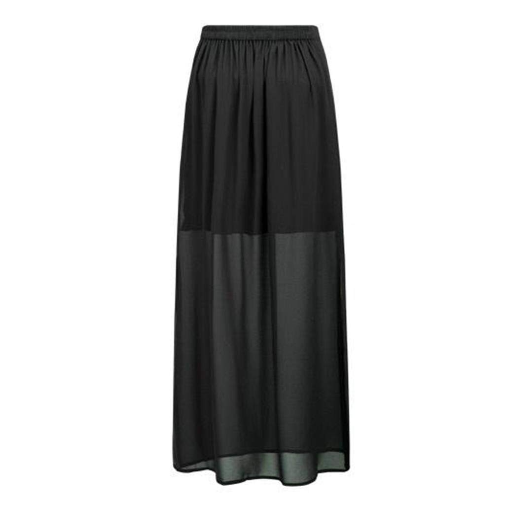 myaddiction Vintage Chiffon Skirt Solid Black A-line Skirt with High Waist for Women M Clothing, Shoes & Accessories | Womens Clothing | Skirts
