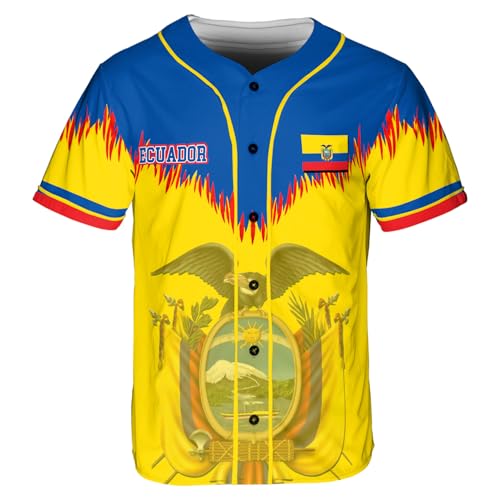 Jersey personalizado de béisbol de Ecuador, nombre y número personalizados, diseño con bandera nacional, regalo para fanáticos de Ecuador miniatura 5