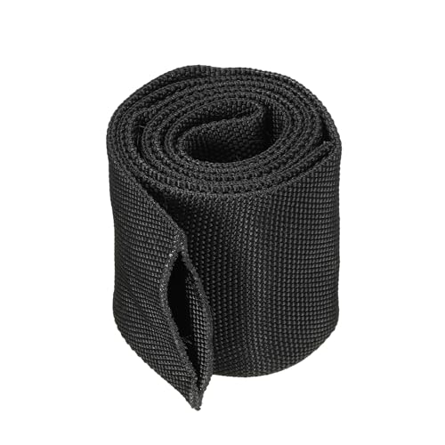 PATIKIL 2" Dia 3.3FT Nylon Protective Hose Sleeve, Cable Cover Sheath Protection for Welding Tig Torch Hydraulic Hose Black