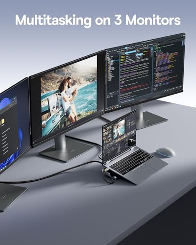 Baseus Laptop Docking Station Stand, 12 in 1 Triple 4K Display HDMI/DP, 10Gbps USB A/C Fast Data, PD 100W, Ethernet, TF/SD, USB C Docking Station with Stand for Windows/Dell/HP/Lenovo/Asus/Acer/Mac - Thumbnail 4