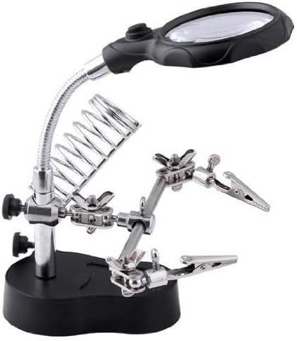 2 LED High-Power 3.5X & 12X LED Helping Hand Magnifier | Precision Soldering Stand & Alligator Clamps | Ideal for Electronics Repair, Jewelry Crafting