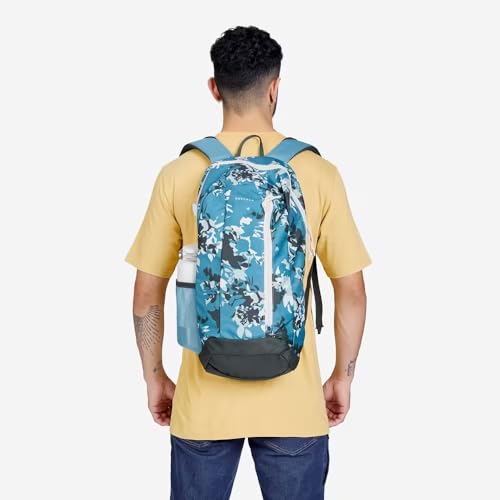 Image of Decathlon lightweight 20L backpack with 2 pockets and a bottle holder.