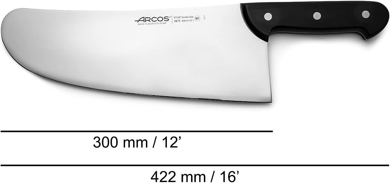 ARCOS Fishmonger Knife 12 Inch - Nitrum Stainless Steel and 300 mm blade. 700 gr. Ergonomic Polyoxymethylene POM Handle. Series Universal. Flexible blade and a smooth edge.Greater control. Color Black