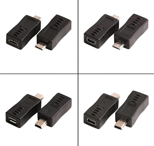 Image of Mini USB Male to Micro USB Female Adapter, Micro USB Male to Mini USB Female Adapter, Mini USB Female to Mini USB Male Adapter, Micro USB Female to Micro USB Male Adapter